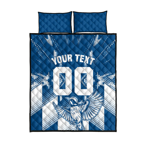 Personalized VIC Oztag Australia Bird Mascot Quilt Bed Set Australian Flag Southern Cross Halftone