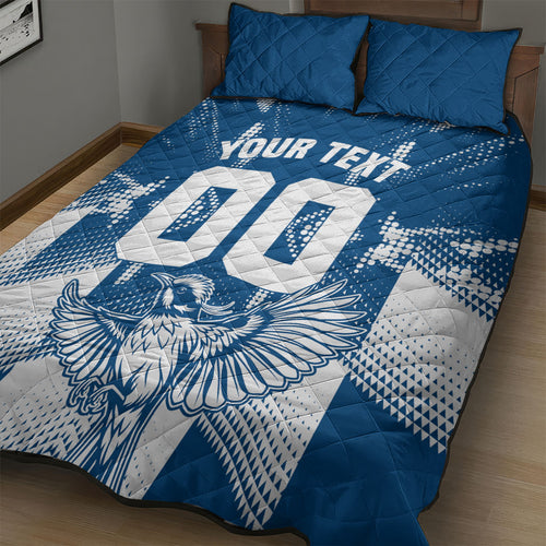 Personalized VIC Oztag Australia Bird Mascot Quilt Bed Set Australian Flag Southern Cross Halftone