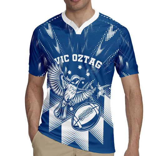 Personalized VIC Oztag Australia Bird Mascot Rugby Jersey Australian Flag Southern Cross Halftone