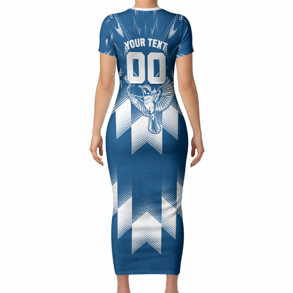 Personalized VIC Oztag Australia Bird Mascot Short Sleeve Bodycon Dress Australian Flag Southern Cross Halftone