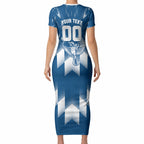 Personalized VIC Oztag Australia Bird Mascot Short Sleeve Bodycon Dress Australian Flag Southern Cross Halftone