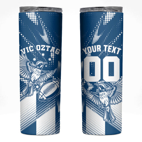 Personalized VIC Oztag Australia Bird Mascot Skinny Tumbler Australian Flag Southern Cross Halftone