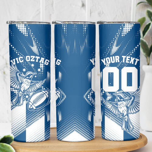 Personalized VIC Oztag Australia Bird Mascot Skinny Tumbler Australian Flag Southern Cross Halftone