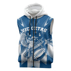 Personalized VIC Oztag Australia Bird Mascot Sleeveless Zip Hoodie Australian Flag Southern Cross Halftone