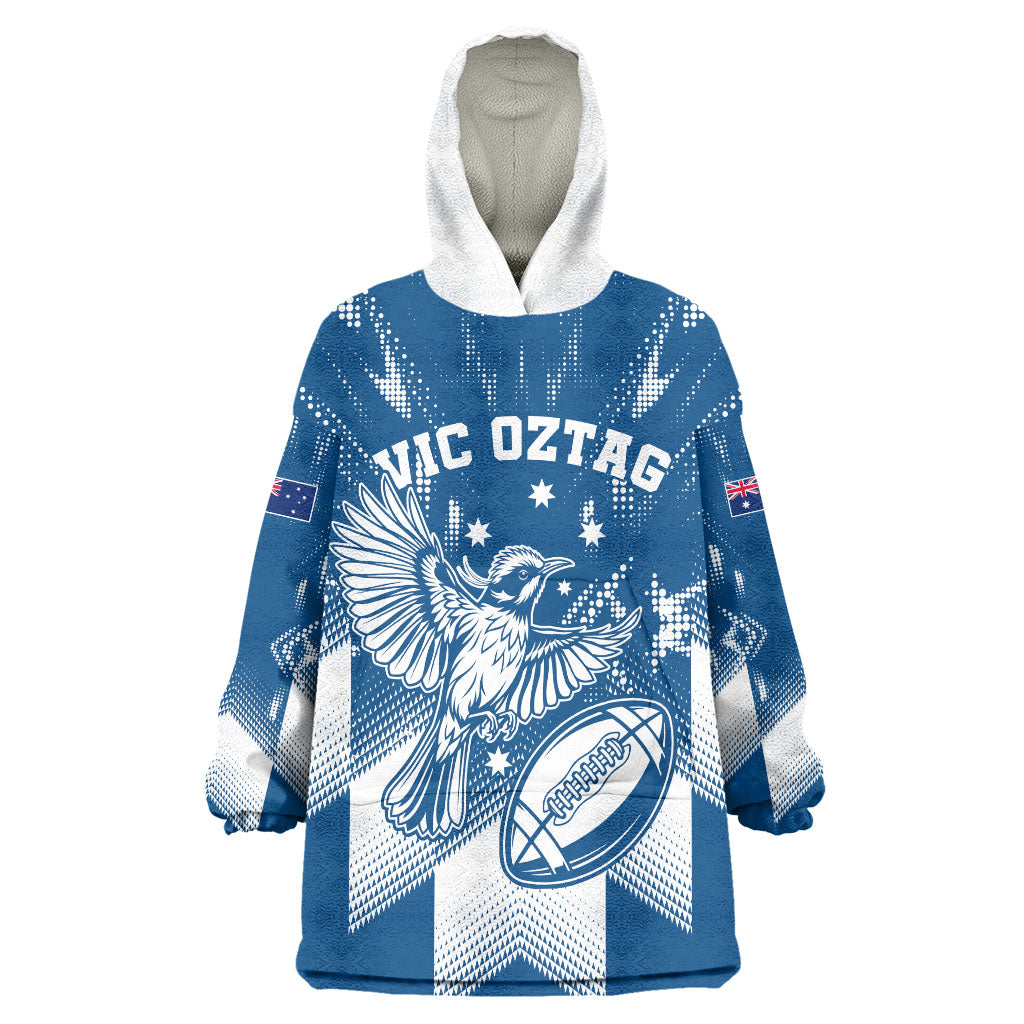 Personalized VIC Oztag Australia Bird Mascot Wearable Blanket Hoodie Australian Flag Southern Cross Halftone
