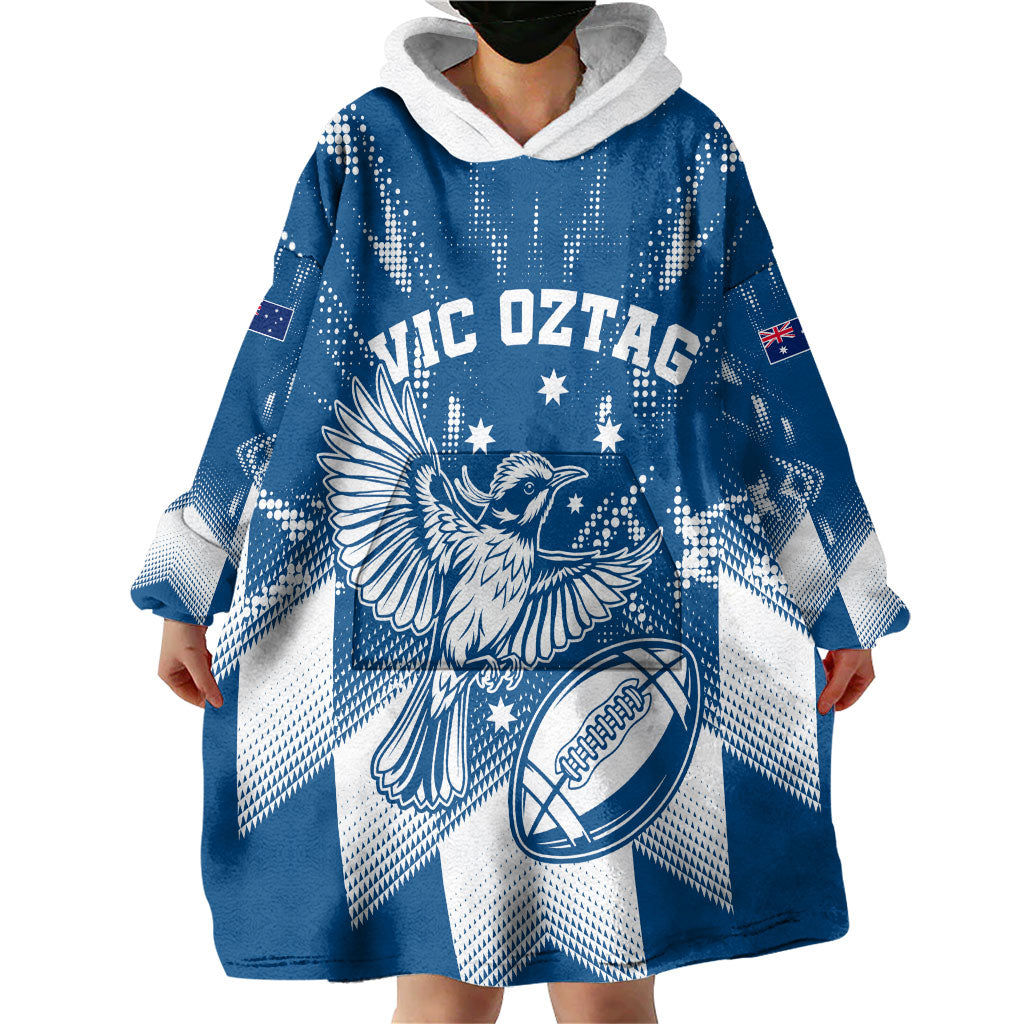 Personalized VIC Oztag Australia Bird Mascot Wearable Blanket Hoodie Australian Flag Southern Cross Halftone