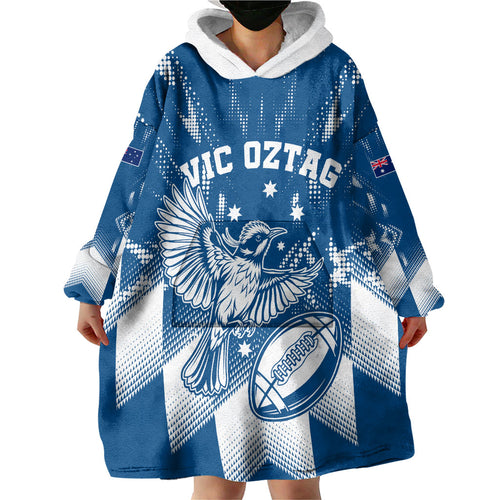 Personalized VIC Oztag Australia Bird Mascot Wearable Blanket Hoodie Australian Flag Southern Cross Halftone