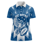 Personalized VIC Oztag Australia Bird Mascot Women Polo Shirt Australian Flag Southern Cross Halftone