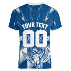 Personalized VIC Oztag Australia Bird Mascot Women V-Neck T-Shirt Australian Flag Southern Cross Halftone