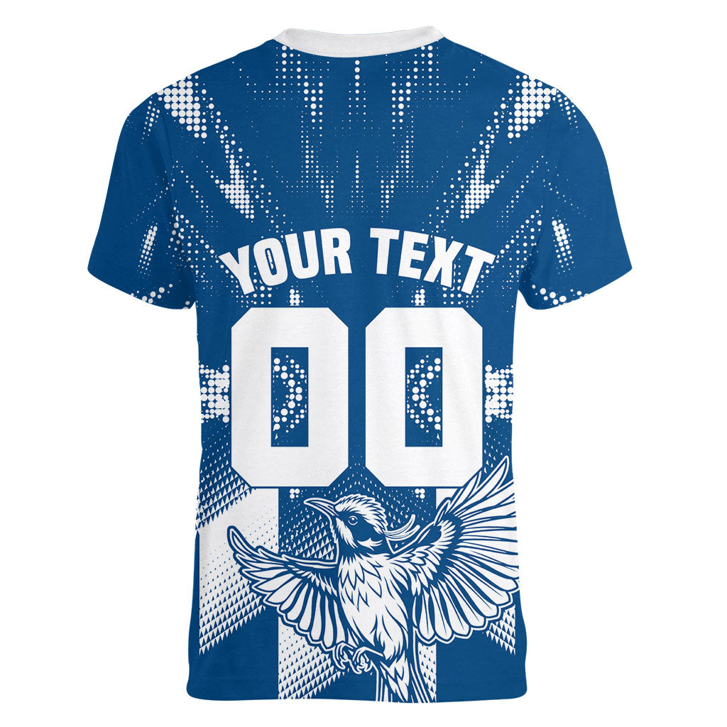 Personalized VIC Oztag Australia Bird Mascot Women V-Neck T-Shirt Australian Flag Southern Cross Halftone
