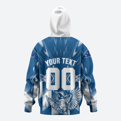 Personalized VIC Oztag Australia Bird Mascot Zip Hoodie Australian Flag Southern Cross Halftone