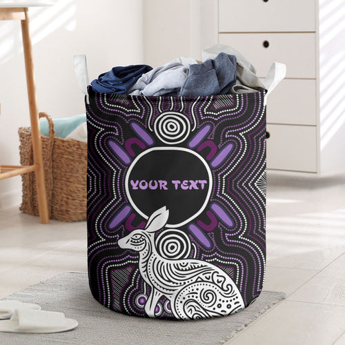 Personalised Aboriginal 50th Birthday Laundry Basket Kangaroo Indigenous Dot Art Australian Culture
