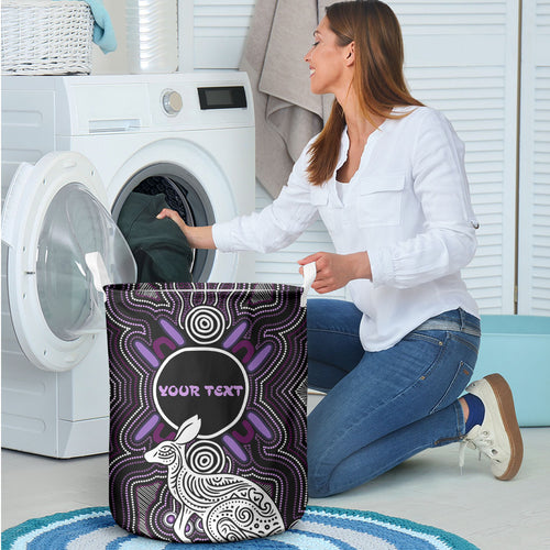 Personalised Aboriginal 50th Birthday Laundry Basket Kangaroo Indigenous Dot Art Australian Culture