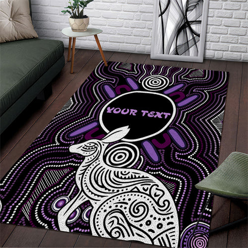 Personalised Aboriginal 50th Birthday Area Rug Kangaroo Indigenous Dot Art Australian Culture