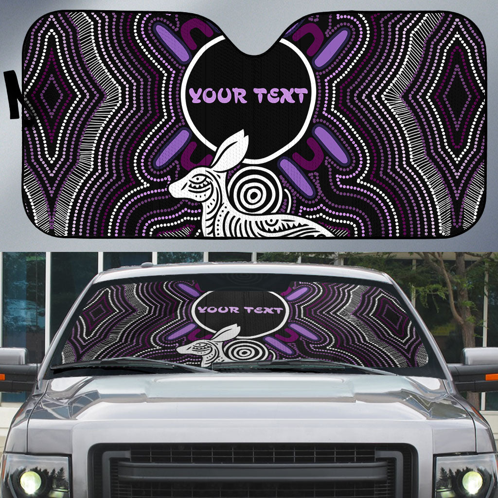 Personalised Aboriginal 50th Birthday Auto Sun Shade Kangaroo Indigenous Dot Art Australian Culture