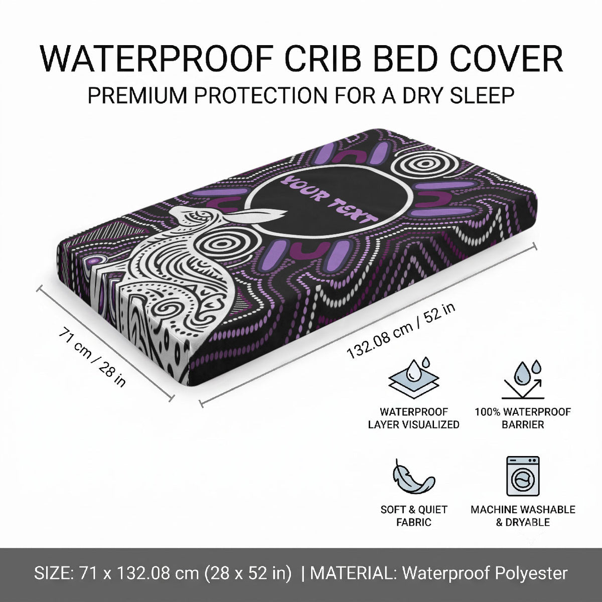 Personalised Aboriginal 50th Birthday Baby Bed Cover Kangaroo Indigenous Dot Art Australian Culture