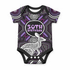 Personalised Aboriginal 50th Birthday Baby Onesie Kangaroo Indigenous Dot Art Australian Culture