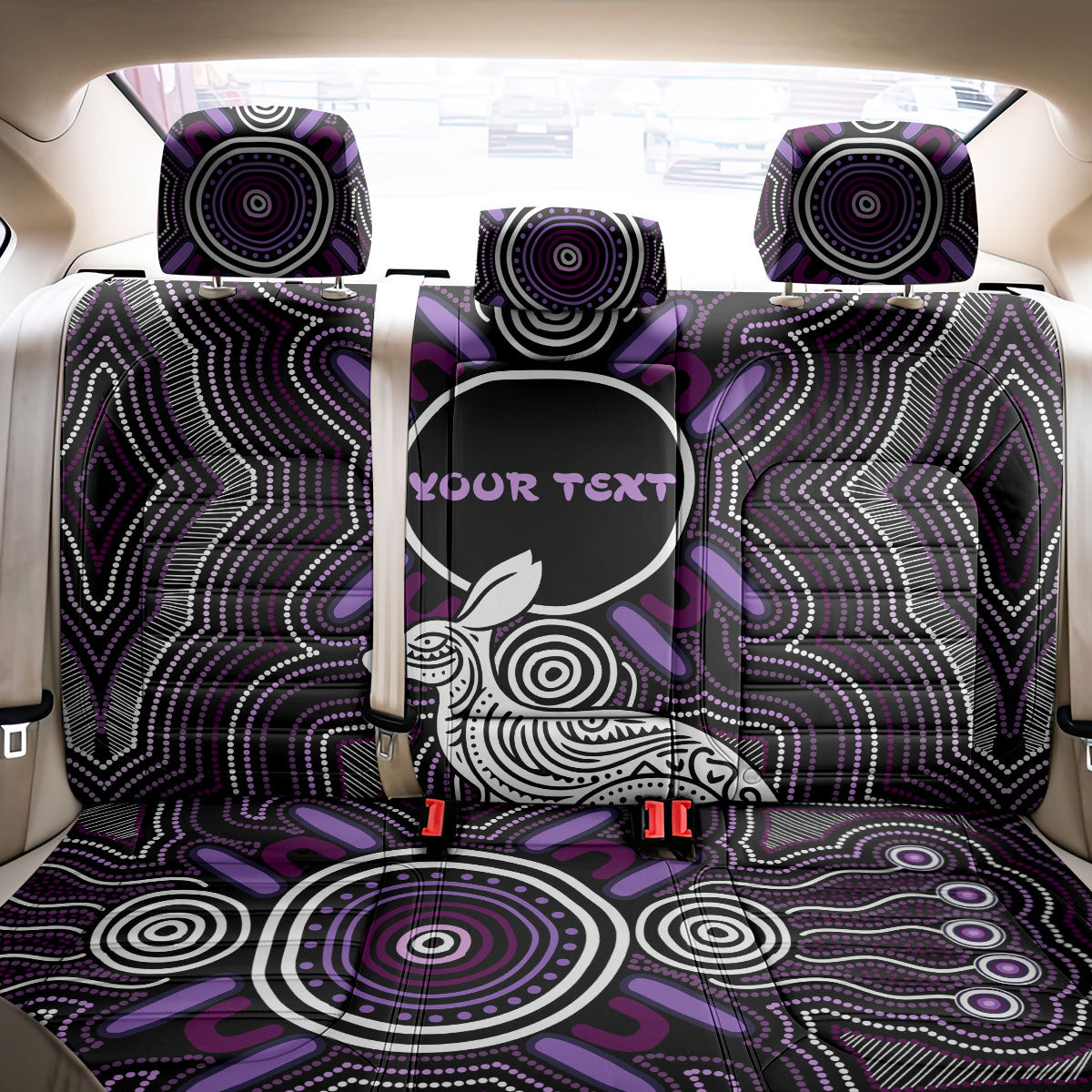 Personalised Aboriginal 50th Birthday Back Car Seat Cover Kangaroo Indigenous Dot Art Australian Culture