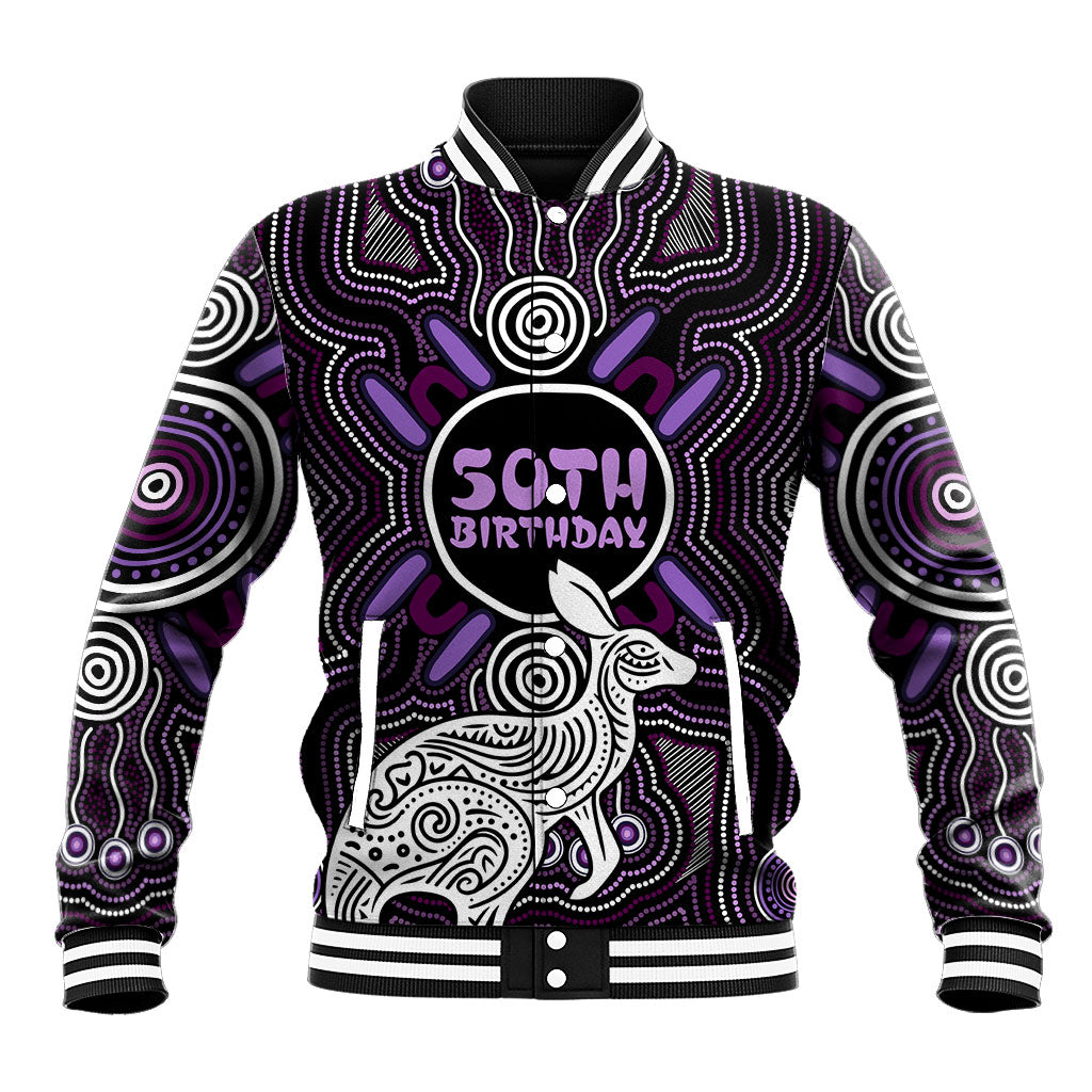Personalised Aboriginal 50th Birthday Baseball Jacket Kangaroo Indigenous Dot Art Australian Culture