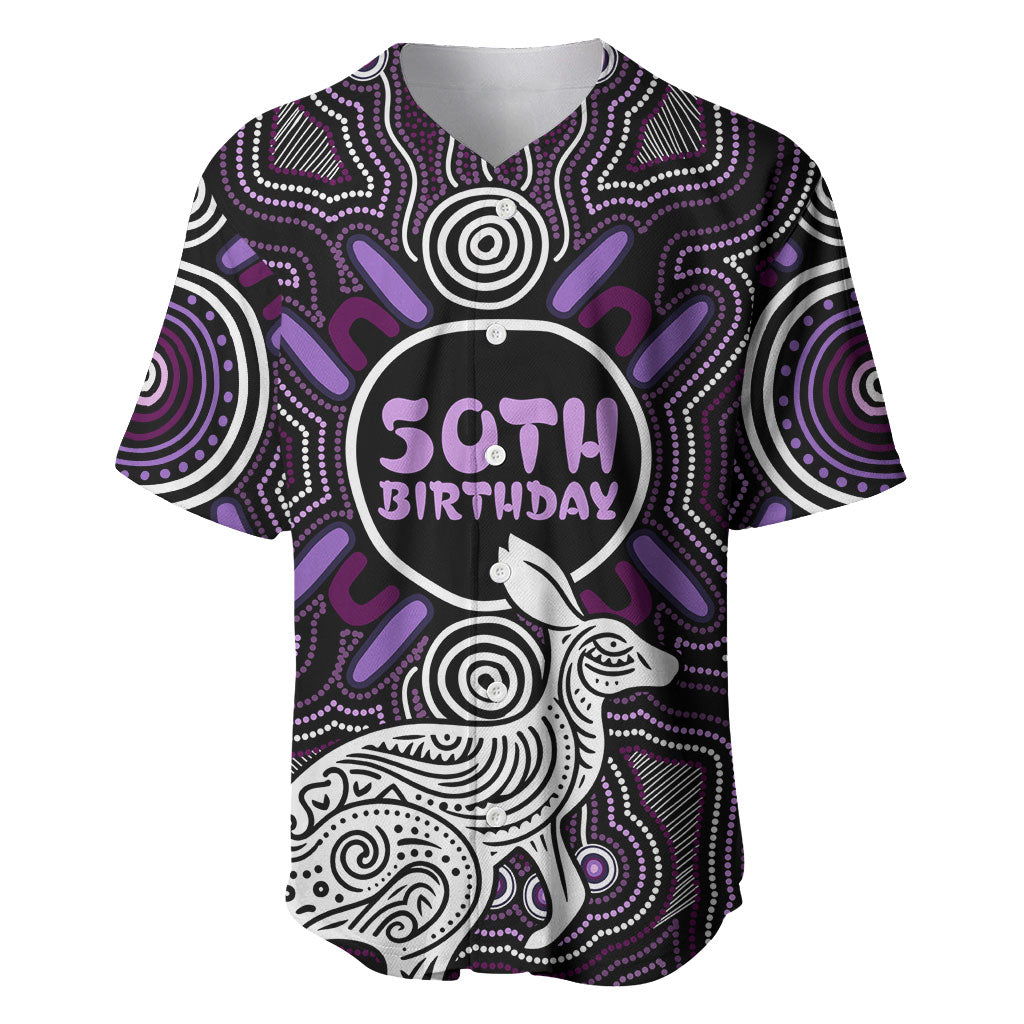 Personalised Aboriginal 50th Birthday Baseball Jersey Kangaroo Indigenous Dot Art Australian Culture