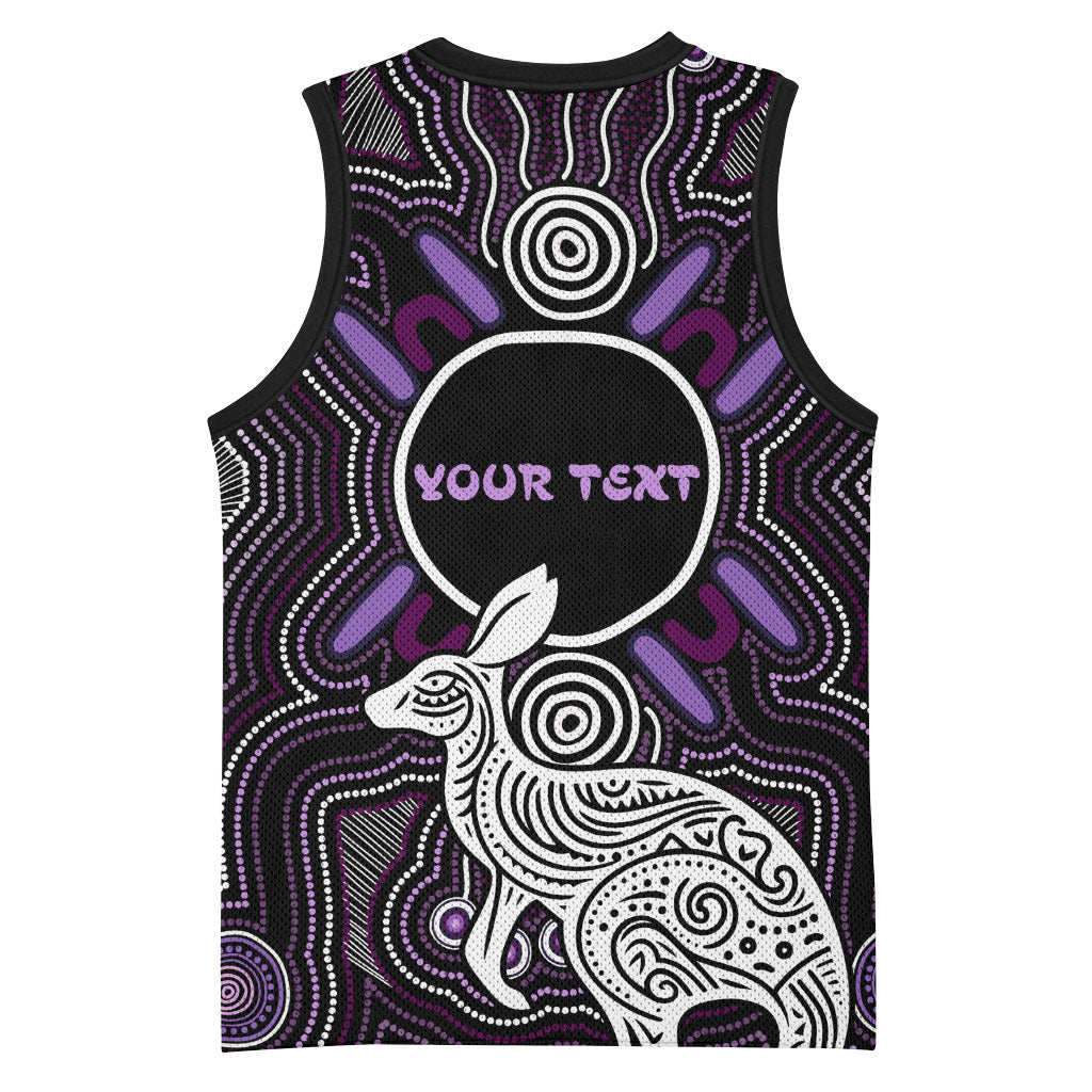 Personalised Aboriginal 50th Birthday Basketball Jersey Kangaroo Indigenous Dot Art Australian Culture