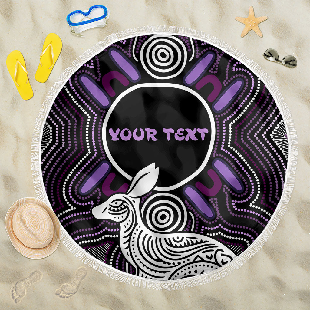 Personalised Aboriginal 50th Birthday Beach Blanket Kangaroo Indigenous Dot Art Australian Culture