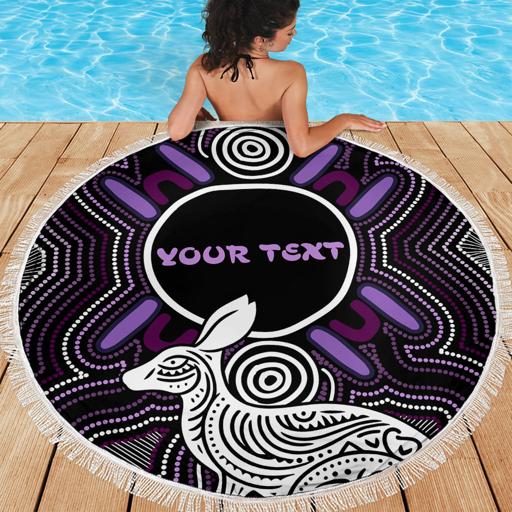 Personalised Aboriginal 50th Birthday Beach Blanket Kangaroo Indigenous Dot Art Australian Culture