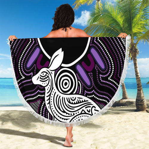Personalised Aboriginal 50th Birthday Beach Blanket Kangaroo Indigenous Dot Art Australian Culture