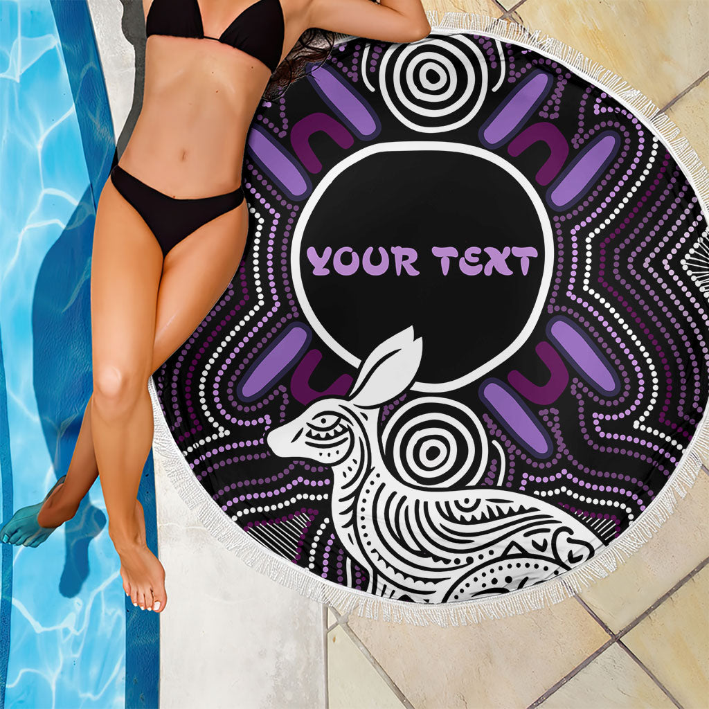 Personalised Aboriginal 50th Birthday Beach Blanket Kangaroo Indigenous Dot Art Australian Culture