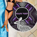 Personalised Aboriginal 50th Birthday Beach Blanket Kangaroo Indigenous Dot Art Australian Culture