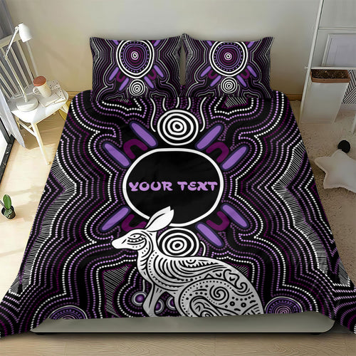 Personalised Aboriginal 50th Birthday Bedding Set Kangaroo Indigenous Dot Art Australian Culture