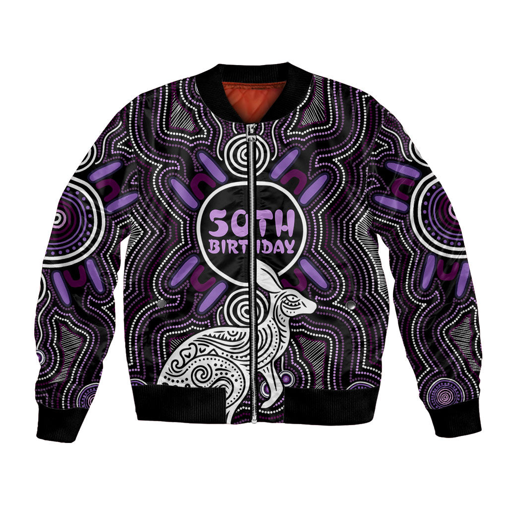 Personalised Aboriginal 50th Birthday Bomber Jacket Kangaroo Indigenous Dot Art Australian Culture