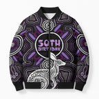 Personalised Aboriginal 50th Birthday Bomber Puffer Jacket Kangaroo Indigenous Dot Art Australian Culture