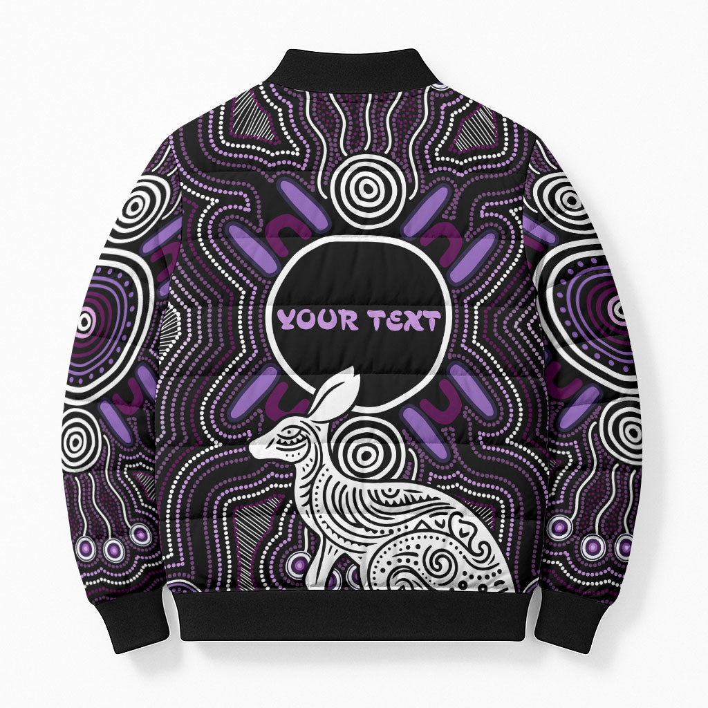Personalised Aboriginal 50th Birthday Bomber Puffer Jacket Kangaroo Indigenous Dot Art Australian Culture