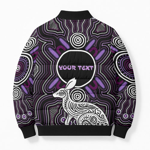 Personalised Aboriginal 50th Birthday Bomber Puffer Jacket Kangaroo Indigenous Dot Art Australian Culture