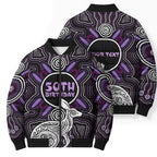 Personalised Aboriginal 50th Birthday Bomber Puffer Jacket Kangaroo Indigenous Dot Art Australian Culture