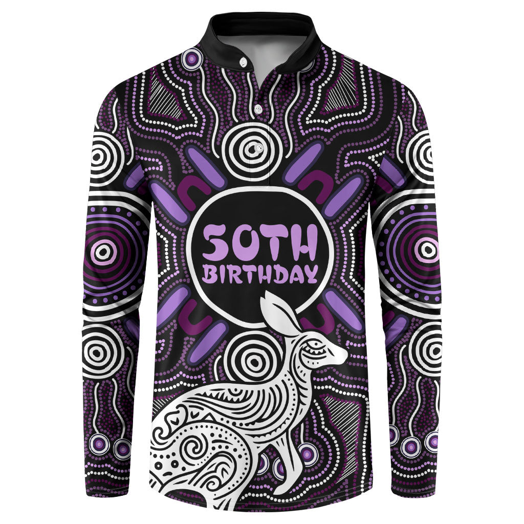 Personalised Aboriginal 50th Birthday Button Sweatshirt Kangaroo Indigenous Dot Art Australian Culture