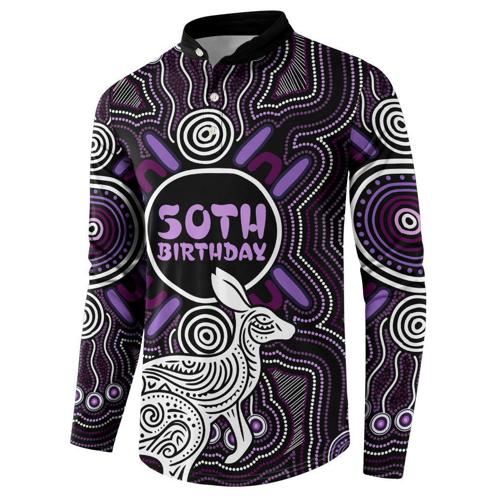 Personalised Aboriginal 50th Birthday Button Sweatshirt Kangaroo Indigenous Dot Art Australian Culture
