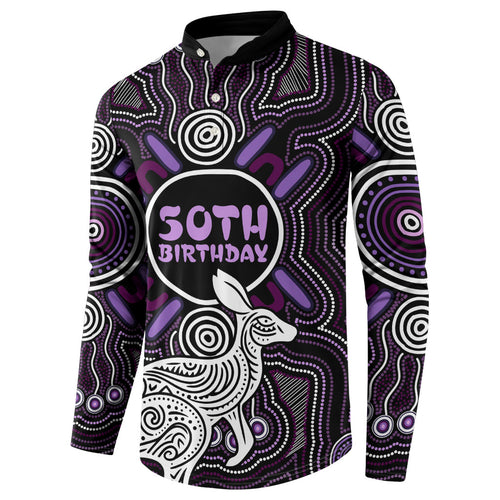 Personalised Aboriginal 50th Birthday Button Sweatshirt Kangaroo Indigenous Dot Art Australian Culture