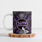 Personalised Aboriginal 50th Birthday Ceramic Mug Kangaroo Indigenous Dot Art Australian Culture