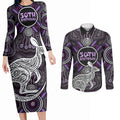 Personalised Aboriginal 50th Birthday Couples Matching Long Sleeve Bodycon Dress and Long Sleeve Button Shirt Kangaroo Indigenous Dot Art Australian Culture