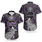 Personalised Aboriginal 50th Birthday Couples Matching Mermaid Dress and Hawaiian Shirt Kangaroo Indigenous Dot Art Australian Culture