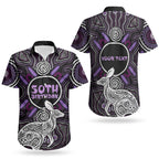 Personalised Aboriginal 50th Birthday Couples Matching Short Sleeve Bodycon Dress and Hawaiian Shirt Kangaroo Indigenous Dot Art Australian Culture