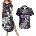 Personalised Aboriginal 50th Birthday Couples Matching Summer Maxi Dress and Hawaiian Shirt Kangaroo Indigenous Dot Art Australian Culture