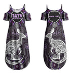 Personalised Aboriginal 50th Birthday Couples Matching Summer Maxi Dress and Hawaiian Shirt Kangaroo Indigenous Dot Art Australian Culture