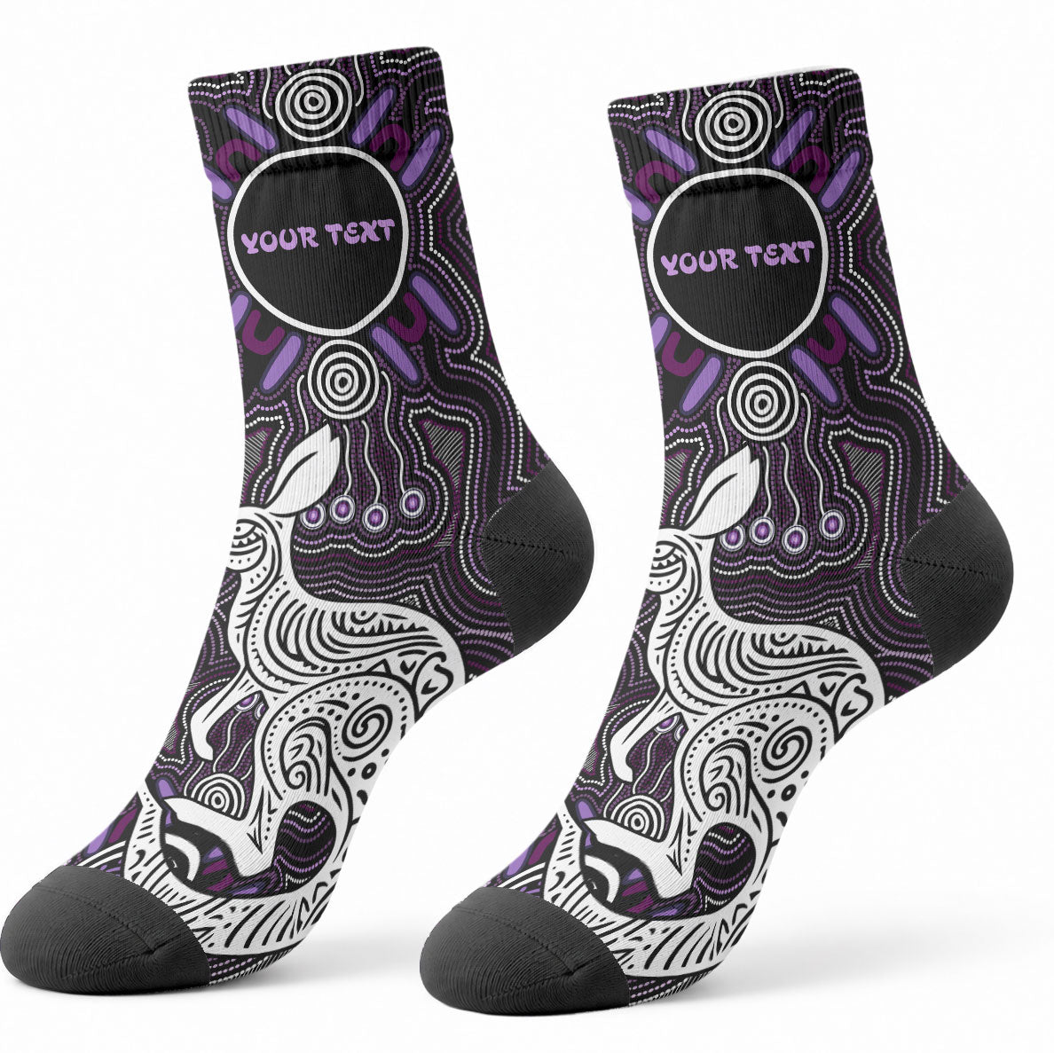Personalised Aboriginal 50th Birthday Crew Socks Kangaroo Indigenous Dot Art Australian Culture