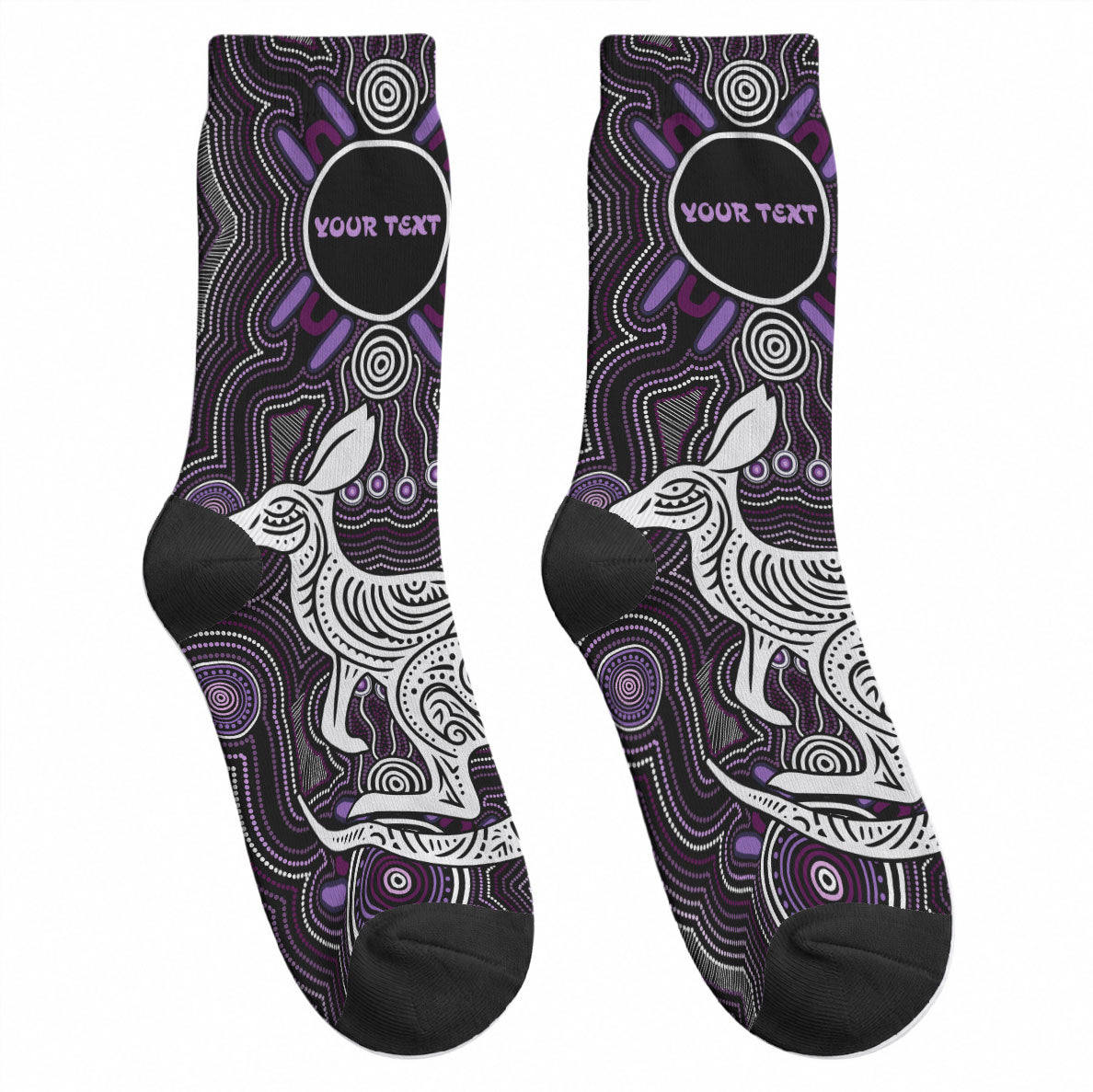Personalised Aboriginal 50th Birthday Crew Socks Kangaroo Indigenous Dot Art Australian Culture