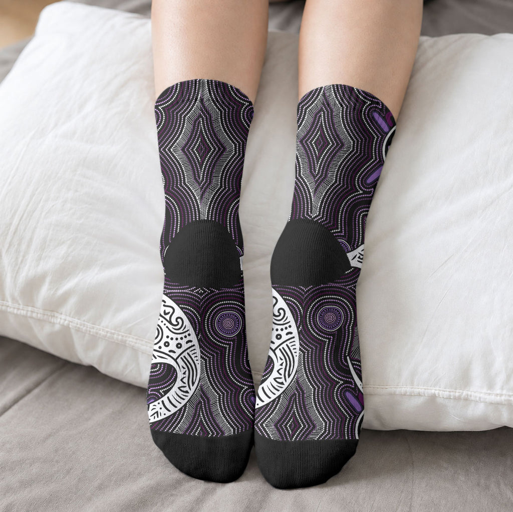 Personalised Aboriginal 50th Birthday Crew Socks Kangaroo Indigenous Dot Art Australian Culture