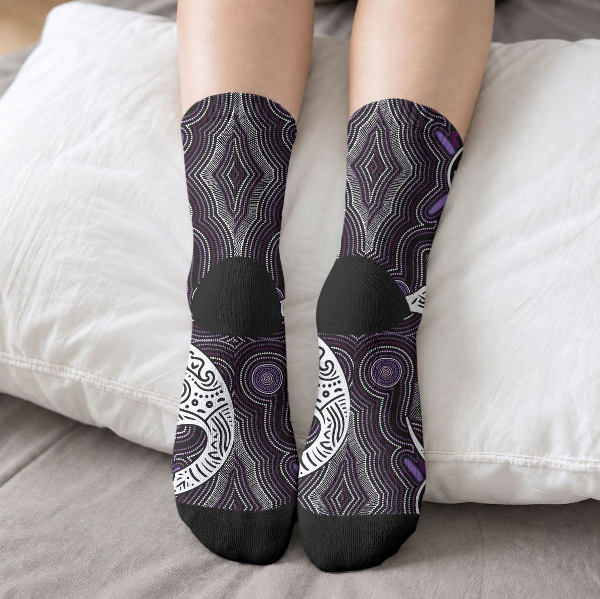 Personalised Aboriginal 50th Birthday Crew Socks Kangaroo Indigenous Dot Art Australian Culture