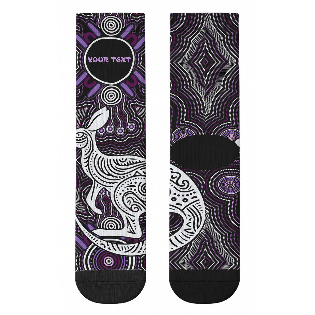 Personalised Aboriginal 50th Birthday Crew Socks Kangaroo Indigenous Dot Art Australian Culture